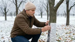 Linda in trädstammarna med folie – din fruktskörd kommer att öka betydligt i år.